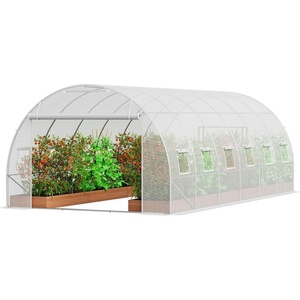image:imageVEVOR Walkin Tunnel Greenhouse 194x97x65 ft Hoop House Greenhouse Tunnel Plant Hot House with Galvanized Steel Frame White PE Cover Rollup Zipper Door and 12 Windows for OutdoorWhite