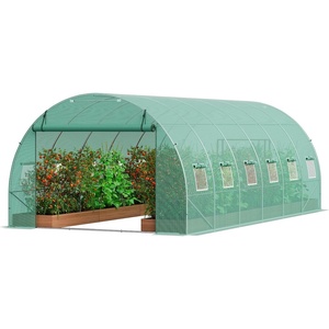image:imageVEVOR Walkin Tunnel Greenhouse 194x97x65 ft Hoop House Greenhouse Tunnel Plant Hot House with Galvanized Steel Frame White PE Cover Rollup Zipper Door and 12 Windows for OutdoorGreen