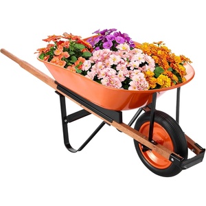 image:imageVEVOR Wheelbarrow Cart 6 Cu Ft Load amp 330 lbs Capacity One Wheel Garden Dump Cart Wheel Barrow with Metal Handle amp 16 Wide Track Wheels Easy Loading Utility Yard Cart amp Wagons for Lawn Farm5 Cu Ft Load  265 lbs