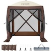 image:imageVEVOR 12  12ft 6 Sided Popup Canopy Shelter Tent with Mesh Windows Portable Carry Bag Stakes Large Shade Tents for Outdoor Camping Lawn and Backyard BrownBeigeBrown