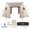 image:imageVEVOR 12  12ft 6 Sided Popup Canopy Shelter Tent with Mesh Windows Portable Carry Bag Stakes Large Shade Tents for Outdoor Camping Lawn and Backyard BrownBeigeBeige