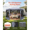 image:imageVEVOR 12  12ft 6 Sided Popup Canopy Shelter Tent with Mesh Windows Portable Carry Bag Stakes Large Shade Tents for Outdoor Camping Lawn and Backyard BrownBeigeGray