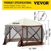image:imageVEVOR 12  12ft 6 Sided Popup Canopy Shelter Tent with Mesh Windows Portable Carry Bag Stakes Large Shade Tents for Outdoor Camping Lawn and Backyard BrownBeigeBrown