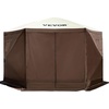 image:imageVEVOR 12  12ft 6 Sided Popup Canopy Shelter Tent with Mesh Windows Portable Carry Bag Stakes Large Shade Tents for Outdoor Camping Lawn and Backyard BrownBeigeBrown