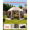 image:imageVEVOR 12  12ft 6 Sided Popup Canopy Shelter Tent with Mesh Windows Portable Carry Bag Stakes Large Shade Tents for Outdoor Camping Lawn and Backyard BrownBeigeBeige