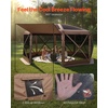 image:imageVEVOR 12  12ft 6 Sided Popup Canopy Shelter Tent with Mesh Windows Portable Carry Bag Stakes Large Shade Tents for Outdoor Camping Lawn and Backyard BrownBeigeBrown
