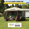 image:imageVEVOR 12  12ft 6 Sided Popup Canopy Shelter Tent with Mesh Windows Portable Carry Bag Stakes Large Shade Tents for Outdoor Camping Lawn and Backyard BrownBeigeBrown