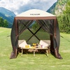 image:imageVEVOR 12  12ft 6 Sided Popup Canopy Shelter Tent with Mesh Windows Portable Carry Bag Stakes Large Shade Tents for Outdoor Camping Lawn and Backyard BrownBeigeBrown