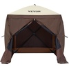 image:imageVEVOR 12  12ft 6 Sided Popup Canopy Shelter Tent with Mesh Windows Portable Carry Bag Stakes Large Shade Tents for Outdoor Camping Lawn and Backyard BrownBeigeBrown