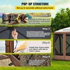 image:imageVEVOR 12  12ft 6 Sided Popup Canopy Shelter Tent with Mesh Windows Portable Carry Bag Stakes Large Shade Tents for Outdoor Camping Lawn and Backyard BrownBeigeBrown