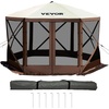 image:imageVEVOR 12  12ft 6 Sided Popup Canopy Shelter Tent with Mesh Windows Portable Carry Bag Stakes Large Shade Tents for Outdoor Camping Lawn and Backyard BrownBeigeBrown