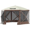 image:imageVEVOR 12  12ft 6 Sided Popup Canopy Shelter Tent with Mesh Windows Portable Carry Bag Stakes Large Shade Tents for Outdoor Camping Lawn and Backyard BrownBeigeBrown