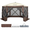 image:imageVEVOR 12  12ft 6 Sided Popup Canopy Shelter Tent with Mesh Windows Portable Carry Bag Stakes Large Shade Tents for Outdoor Camping Lawn and Backyard BrownBeigeBrown
