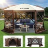 image:imageVEVOR 12  12ft 6 Sided Popup Canopy Shelter Tent with Mesh Windows Portable Carry Bag Stakes Large Shade Tents for Outdoor Camping Lawn and Backyard BrownBeigeBrown