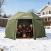 image:imageVEVOR 12  12ft 6 Sided Popup Canopy Shelter Tent with Mesh Windows Portable Carry Bag Stakes Large Shade Tents for Outdoor Camping Lawn and Backyard BrownBeigeArmy Green