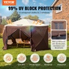 image:imageVEVOR 12  12ft 6 Sided Popup Canopy Shelter Tent with Mesh Windows Portable Carry Bag Stakes Large Shade Tents for Outdoor Camping Lawn and Backyard BrownBeigeBrown