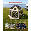 image:imageVEVOR 12  12ft 6 Sided Popup Canopy Shelter Tent with Mesh Windows Portable Carry Bag Stakes Large Shade Tents for Outdoor Camping Lawn and Backyard BrownBeigeBeige