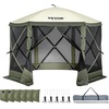 image:imageVEVOR 12  12ft 6 Sided Popup Canopy Shelter Tent with Mesh Windows Portable Carry Bag Stakes Large Shade Tents for Outdoor Camping Lawn and Backyard BrownBeigeArmy Green