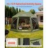 image:imageVEVOR 12  12ft 6 Sided Popup Canopy Shelter Tent with Mesh Windows Portable Carry Bag Stakes Large Shade Tents for Outdoor Camping Lawn and Backyard BrownBeigeArmy Green
