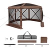 image:imageVEVOR 12  12ft 6 Sided Popup Canopy Shelter Tent with Mesh Windows Portable Carry Bag Stakes Large Shade Tents for Outdoor Camping Lawn and Backyard BrownBeigeBrown