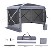 image:imageVEVOR 12  12ft 6 Sided Popup Canopy Shelter Tent with Mesh Windows Portable Carry Bag Stakes Large Shade Tents for Outdoor Camping Lawn and Backyard BrownBeigeGray