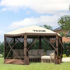 image:imageVEVOR 12  12ft 6 Sided Popup Canopy Shelter Tent with Mesh Windows Portable Carry Bag Stakes Large Shade Tents for Outdoor Camping Lawn and Backyard BrownBeigeBrown
