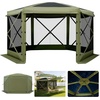 image:imageVEVOR 12  12ft 6 Sided Popup Canopy Shelter Tent with Mesh Windows Portable Carry Bag Stakes Large Shade Tents for Outdoor Camping Lawn and Backyard BrownBeigeArmy Green