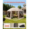 image:imageVEVOR 12  12ft 6 Sided Popup Canopy Shelter Tent with Mesh Windows Portable Carry Bag Stakes Large Shade Tents for Outdoor Camping Lawn and Backyard BrownBeigeBeige