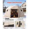 image:imageVEVOR 12  12ft 6 Sided Popup Canopy Shelter Tent with Mesh Windows Portable Carry Bag Stakes Large Shade Tents for Outdoor Camping Lawn and Backyard BrownBeigeBeige