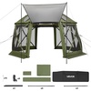 image:imageVEVOR 12  12ft 6 Sided Popup Canopy Shelter Tent with Mesh Windows Portable Carry Bag Stakes Large Shade Tents for Outdoor Camping Lawn and Backyard BrownBeigeArmy Green