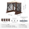 image:imageVEVOR 12  12ft 6 Sided Popup Canopy Shelter Tent with Mesh Windows Portable Carry Bag Stakes Large Shade Tents for Outdoor Camping Lawn and Backyard BrownBeigeBrown