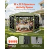 image:imageVEVOR 12  12ft 6 Sided Popup Canopy Shelter Tent with Mesh Windows Portable Carry Bag Stakes Large Shade Tents for Outdoor Camping Lawn and Backyard BrownBeigeArmy Green