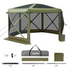 image:imageVEVOR 12  12ft 6 Sided Popup Canopy Shelter Tent with Mesh Windows Portable Carry Bag Stakes Large Shade Tents for Outdoor Camping Lawn and Backyard BrownBeigeArmy Green