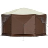 image:imageVEVOR 12  12ft 6 Sided Popup Canopy Shelter Tent with Mesh Windows Portable Carry Bag Stakes Large Shade Tents for Outdoor Camping Lawn and Backyard BrownBeigeBrown
