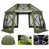 image:imageVEVOR 12  12ft 6 Sided Popup Canopy Shelter Tent with Mesh Windows Portable Carry Bag Stakes Large Shade Tents for Outdoor Camping Lawn and Backyard BrownBeigeArmy Green