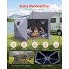 image:imageVEVOR 12  12ft 6 Sided Popup Canopy Shelter Tent with Mesh Windows Portable Carry Bag Stakes Large Shade Tents for Outdoor Camping Lawn and Backyard BrownBeigeGray