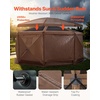 image:imageVEVOR 12  12ft 6 Sided Popup Canopy Shelter Tent with Mesh Windows Portable Carry Bag Stakes Large Shade Tents for Outdoor Camping Lawn and Backyard BrownBeigeBrown