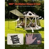 image:imageVEVOR 12  12ft 6 Sided Popup Canopy Shelter Tent with Mesh Windows Portable Carry Bag Stakes Large Shade Tents for Outdoor Camping Lawn and Backyard BrownBeigeBeige