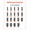image:imageVEVOR 12 Drive Impact Socket Set 65 Piece SAE 38 to 114 and Metric 1024mm 6 Point CrV Alloy Steel for Auto Repair EasytoRead Size Markings Rugged Construction Storage Case12 19PCS