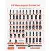 image:imageVEVOR 12 Drive Impact Socket Set 65 Piece SAE 38 to 114 and Metric 1024mm 6 Point CrV Alloy Steel for Auto Repair EasytoRead Size Markings Rugged Construction Storage Case38 64 PCS