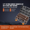 image:imageVEVOR 12 Drive Impact Socket Set 65 Piece SAE 38 to 114 and Metric 1024mm 6 Point CrV Alloy Steel for Auto Repair EasytoRead Size Markings Rugged Construction Storage Case12 23PCS