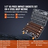 image:imageVEVOR 12 Drive Impact Socket Set 65 Piece SAE 38 to 114 and Metric 1024mm 6 Point CrV Alloy Steel for Auto Repair EasytoRead Size Markings Rugged Construction Storage Case12 65PCS