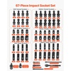 image:imageVEVOR 12 Drive Impact Socket Set 65 Piece SAE 38 to 114 and Metric 1024mm 6 Point CrV Alloy Steel for Auto Repair EasytoRead Size Markings Rugged Construction Storage Case38 67 PCS Swivel CRMO