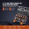 image:imageVEVOR 12 Drive Impact Socket Set 65 Piece SAE 38 to 114 and Metric 1024mm 6 Point CrV Alloy Steel for Auto Repair EasytoRead Size Markings Rugged Construction Storage Case12 9PCS CRMO