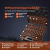 image:imageVEVOR 12 Drive Impact Socket Set 65 Piece SAE 38 to 114 and Metric 1024mm 6 Point CrV Alloy Steel for Auto Repair EasytoRead Size Markings Rugged Construction Storage Case38 90PCS Swivel CRMO