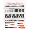 image:imageVEVOR 12 Drive Impact Socket Set 65 Piece SAE 38 to 114 and Metric 1024mm 6 Point CrV Alloy Steel for Auto Repair EasytoRead Size Markings Rugged Construction Storage Case12 91 PCS