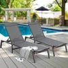 image:imageVEVOR 2 Pcs Chaise Lounge Chairs Outdoor Aluminum Patio Lounge Chair with Adjustable 5Position Folding Pool Chairs Recliner and Full Flat Tanning Chair for Patio Beach Pool Blue 2 pcsGrey