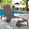 image:imageVEVOR 2 Pcs Chaise Lounge Chairs Outdoor Aluminum Patio Lounge Chair with Adjustable 5Position Folding Pool Chairs Recliner and Full Flat Tanning Chair for Patio Beach Pool Blue 2 pcsBrown