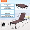 image:imageVEVOR 2 Pcs Chaise Lounge Chairs Outdoor Aluminum Patio Lounge Chair with Adjustable 5Position Folding Pool Chairs Recliner and Full Flat Tanning Chair for Patio Beach Pool Blue 2 pcsBrown