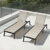 image:imageVEVOR 2 Pcs Chaise Lounge Chairs Outdoor Aluminum Patio Lounge Chair with Adjustable 5Position Folding Pool Chairs Recliner and Full Flat Tanning Chair for Patio Beach Pool Blue 2 pcsKhaki